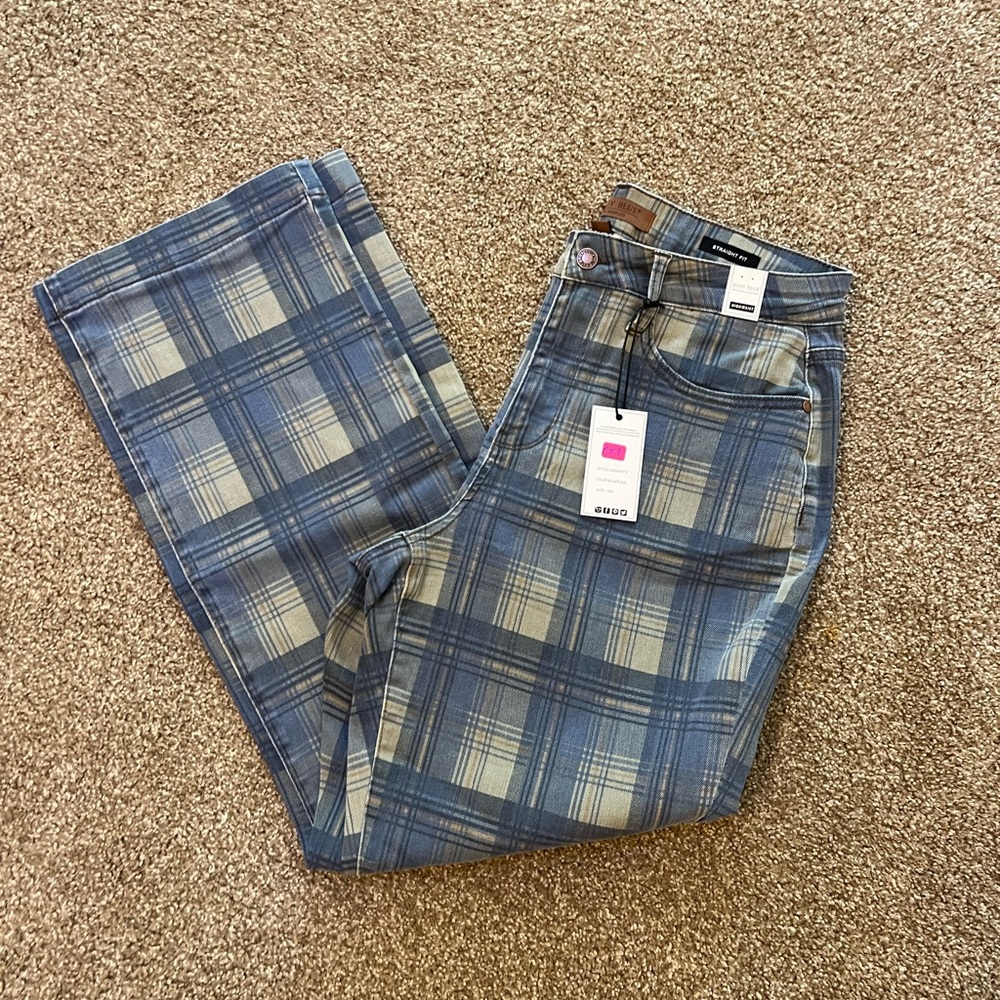 NWT Judy  Blue plaid jeans 16W